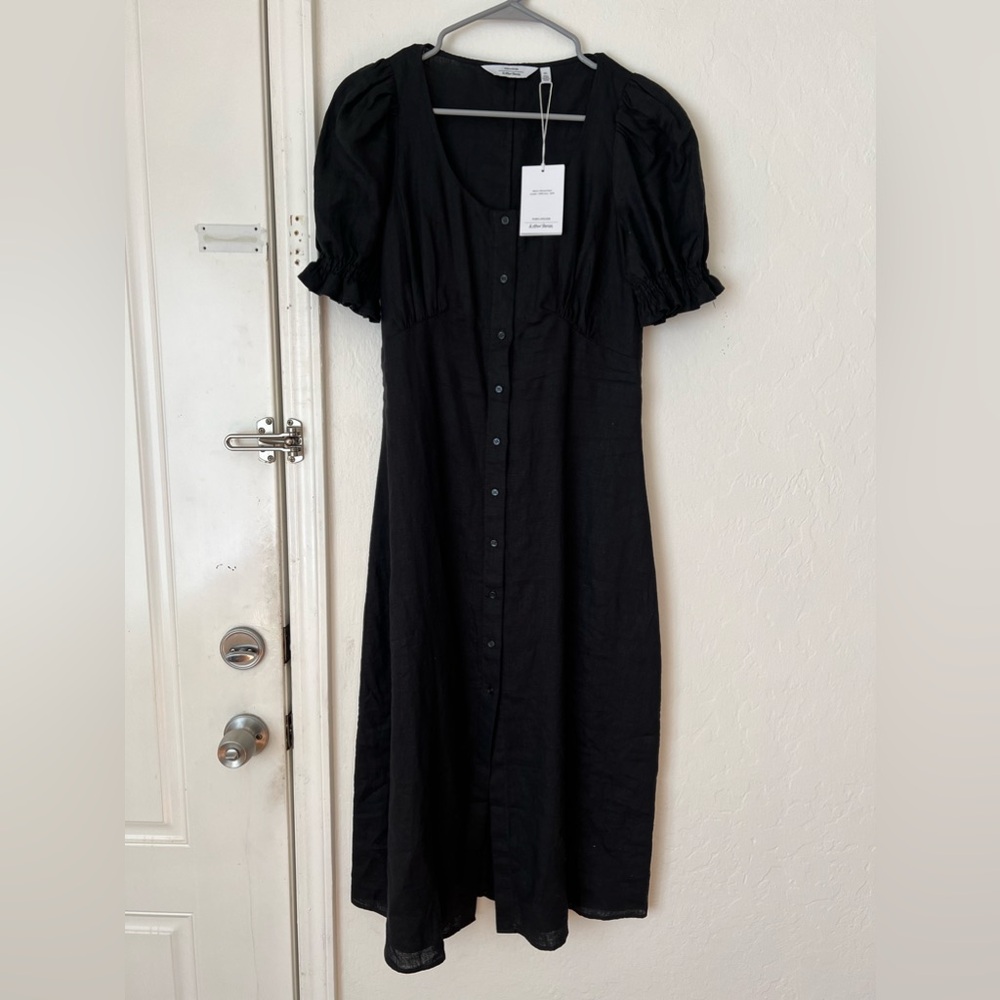 & Other Stories Women’s Puff Sleeve Linen Midi Dress